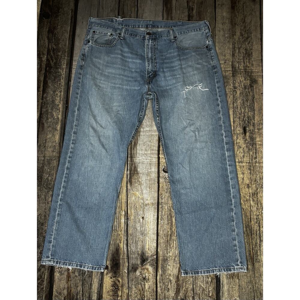 Levi’s 569 Blue Distressed Jeans Men's Wide Leg Baggy Size 38x30